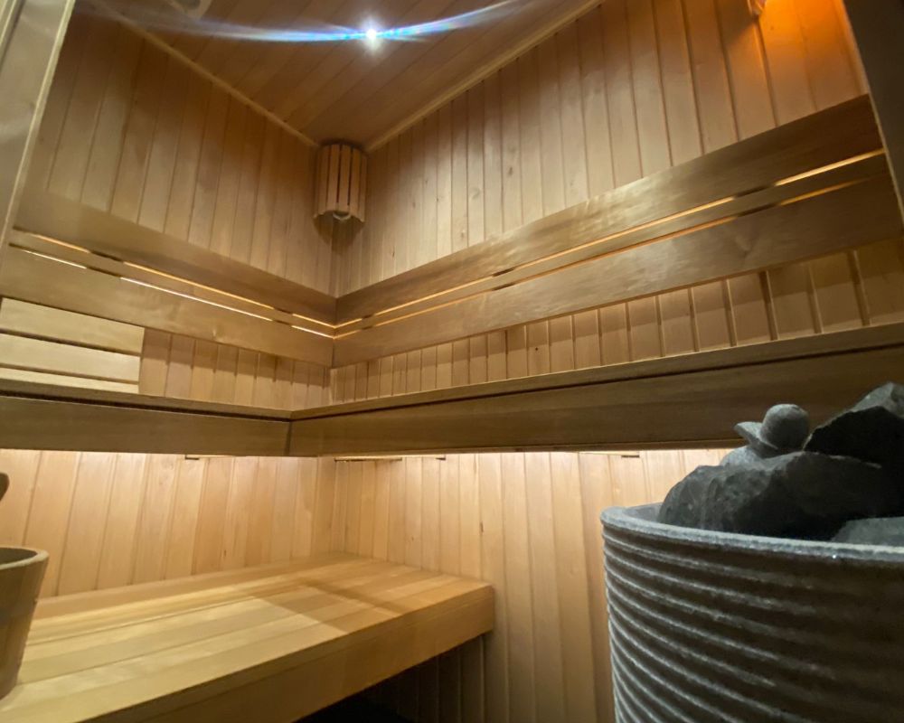 Premium sauna facility with traditional wooden design at Dragonfly Skin Day Spa